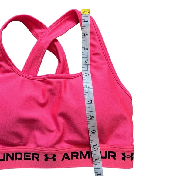 Under Armour Sports Bra Women’s Small Mid Crossback Compression Fit Pink - Picture 9 of 9
